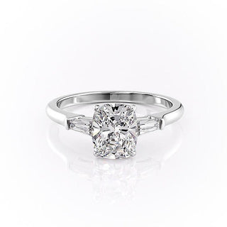 2.0 CT Cushion Cut Three Stone Moissanite Engagement Ring