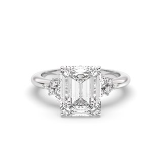 Bague de fiançailles avec diamants en grappe F-VS1 et émeraude de 1,5 ct