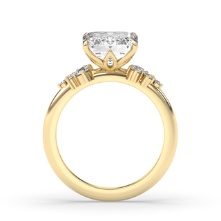 Bague de fiançailles avec diamants en grappe F-VS1 et émeraude de 1,5 ct