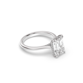 Bague de fiançailles avec halo caché en diamant émeraude de 1,50 à 3,50 ct