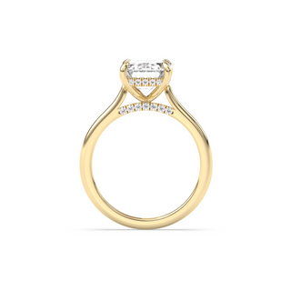 Bague de fiançailles avec halo caché en diamant émeraude de 1,50 à 3,50 ct