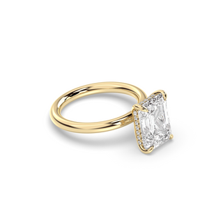 Bague de fiançailles avec halo caché en diamant émeraude E-VS1 de 1,50 à 3,50 ct