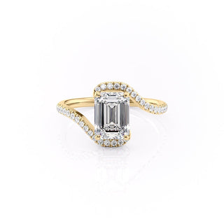 Bague de fiançailles avec moissanite en forme d'émeraude de 2,10 ct