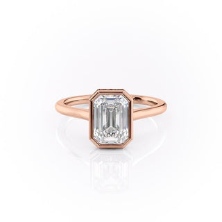 Bague de fiançailles avec halo caché en moissanite en forme d'émeraude de 2,10 ct