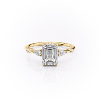 Bague de fiançailles solitaire en moissanite en forme d'émeraude de 1,91 ct