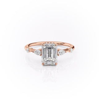 Bague de fiançailles solitaire en moissanite en forme d'émeraude de 1,91 ct