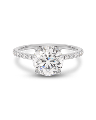 1.5 -3.5 CT Round CVD Diamond Pave Engagement Ring