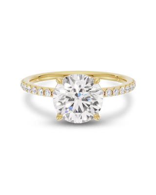 1.5 -3.5 CT Round CVD Diamond Pave Engagement Ring