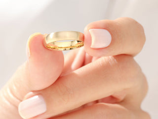 4.0MM Classic Dome Wedding Brushed Band For Women in Solid Gold