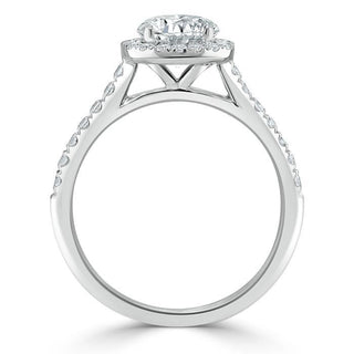 1.0 CT Pear Cut Halo Moissanite Engagement Ring With Pave Setting