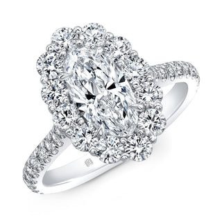 Bague de fiançailles avec diamants Moissanite à taille ovale et pavé de 1,52 ct