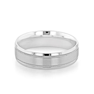 Milgrain Brushed Polish Men's Wedding Band