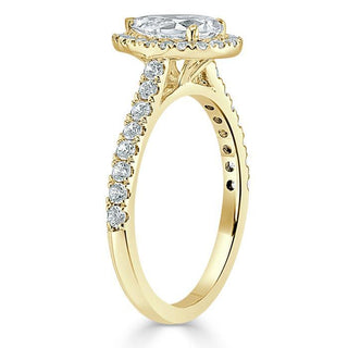 Bague de fiançailles halo en moissanite en forme de poire de 1,0 ct