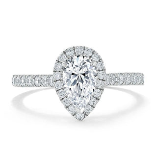 1.0 CT Pear Shaped Moissanite Halo Engagement Ring