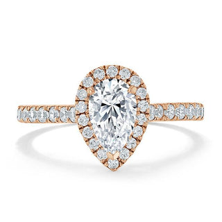 1.0 CT Pear Shaped Moissanite Halo Engagement Ring