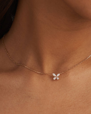 Collier papillon en diamants et moissanite taille marquise pour femme