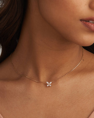 Collier papillon en diamants et moissanite taille marquise pour femme