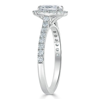 Bague de fiançailles halo en moissanite de forme radiante de 1,0 ct