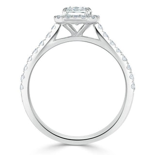 Bague de fiançailles halo en moissanite de forme radiante de 1,0 ct