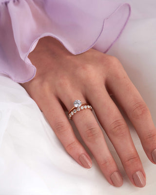 Alianza de boda de eternidad completa con diamantes redondos EF-VVS de 1,83 ct