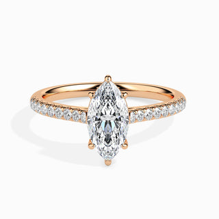 Bague de fiançailles pavée de diamants Marquise F-VS de 1,0 ct