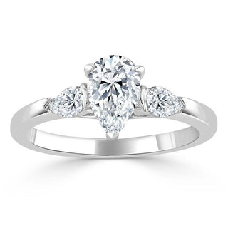 1.0 CT Pear Shaped Moissanite Three Stones Engagement Ring