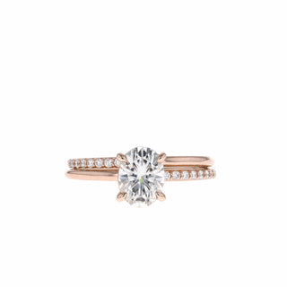 0.84 CT-2.72 CT Oval Cut Solitaire Moissanite Bridal Ring Set