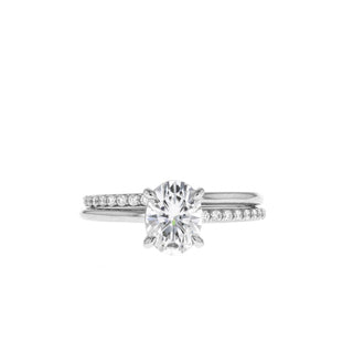 0.84 CT-2.72 CT Oval Cut Solitaire Moissanite Bridal Ring Set