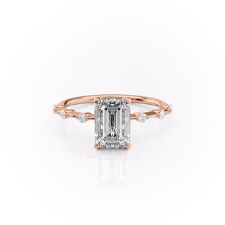 Bague de fiançailles solitaire en moissanite en forme d'émeraude de 2,10 ct