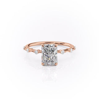 Bague de fiançailles en moissanite à sertir pavé et solitaire radiant de 2,10 ct