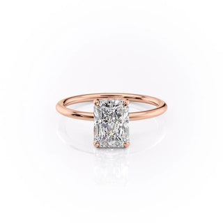 Bague de fiançailles avec halo caché en moissanite de forme radiante de 2,0 ct