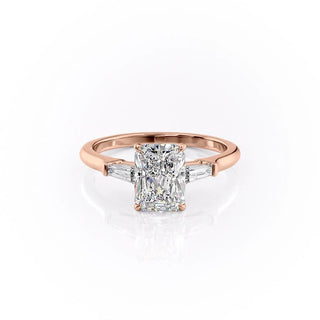 Bague de fiançailles à trois pierres en moissanite taille radiant de 2,0 ct