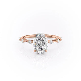 2.10 CT Oval Shaped Moissanite Dainty Engagement Ring