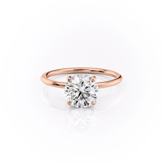 Bague de fiançailles avec halo caché en moissanite de forme ronde de 1,60 ct