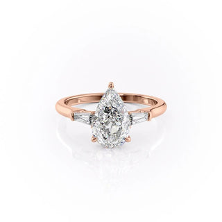 Bague de fiançailles à trois pierres en moissanite taille poire de 2,0 ct