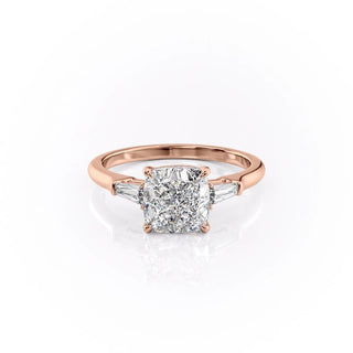 Bague de fiançailles en moissanite à trois pierres taille coussin de 2,54 ct