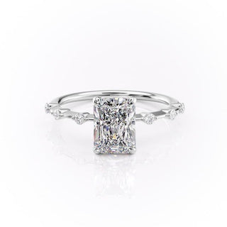 Bague de fiançailles en moissanite à sertir pavé et solitaire radiant de 2,10 ct