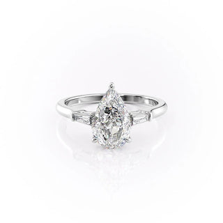 2.0 CT Pear Cut Three Stone Moissanite Engagement Ring