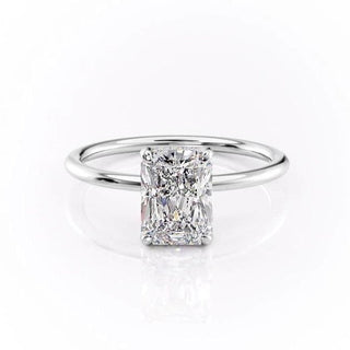 2.0 CT Radiant Cut Solitaire Hidden Halo Setting Moissanite Engagement Ring