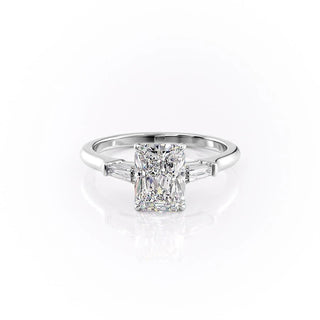 2.0 CT Radiant Shaped Moissanite Three Stones Engagement Ring