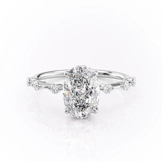 2.10 CT Oval Shaped Moissanite Dainty Engagement Ring