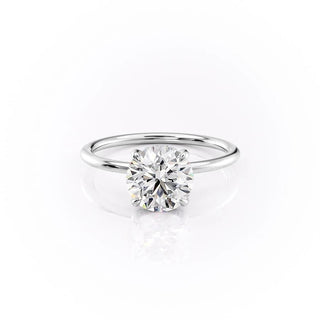 Bague de fiançailles avec halo caché en moissanite de forme ronde de 1,60 ct