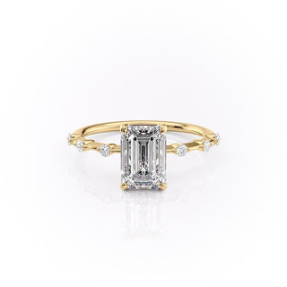 Bague de fiançailles solitaire en moissanite en forme d'émeraude de 2,10 ct