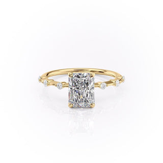 Bague de fiançailles en moissanite à sertir pavé et solitaire radiant de 2,10 ct