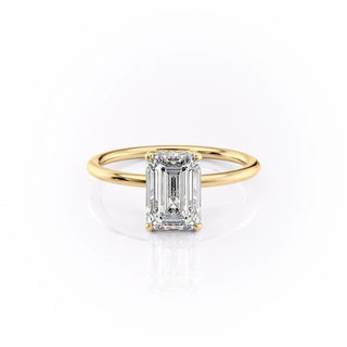 Bague de fiançailles avec halo caché en moissanite en forme d'émeraude de 2,10 ct