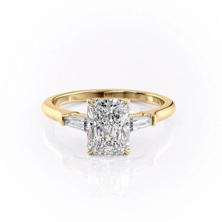 2.0 CT Radiant Shaped Moissanite Three Stones Engagement Ring