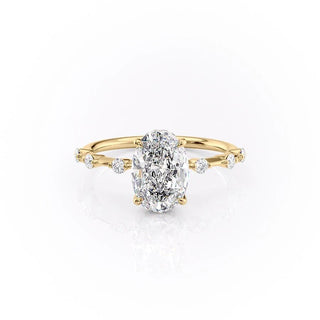 2.10 CT Oval Shaped Moissanite Dainty Engagement Ring