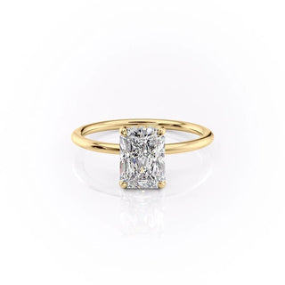 Bague de fiançailles avec halo caché en moissanite de forme radiante de 2,0 ct