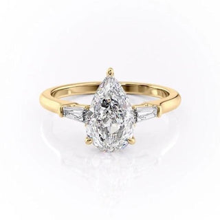 2.0 CT Pear Cut Three Stone Moissanite Engagement Ring