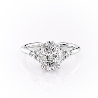 2.10 CT Oval Shaped Moissanite Cluster Engagement Ring